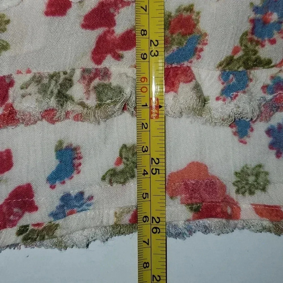 Free People Swingy Floral Asymmetrical Tunic W/Ruffle Hem Womens Size XSmall - Picture 13 of 13